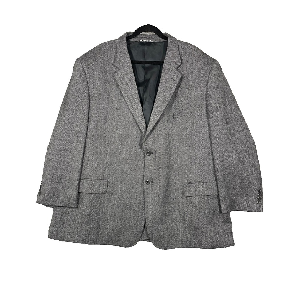 Joseph & Feiss International Sport Coat Men 54R Gray Herringbone Lambswool
